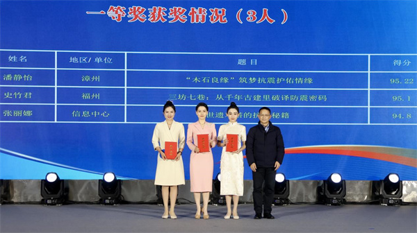 福建省地震局黨組成員、副局長黃騰浪為獲獎者頒獎.jpg